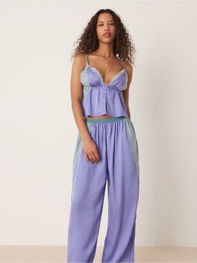 Free People cami top and pants pyjama set in viola combo